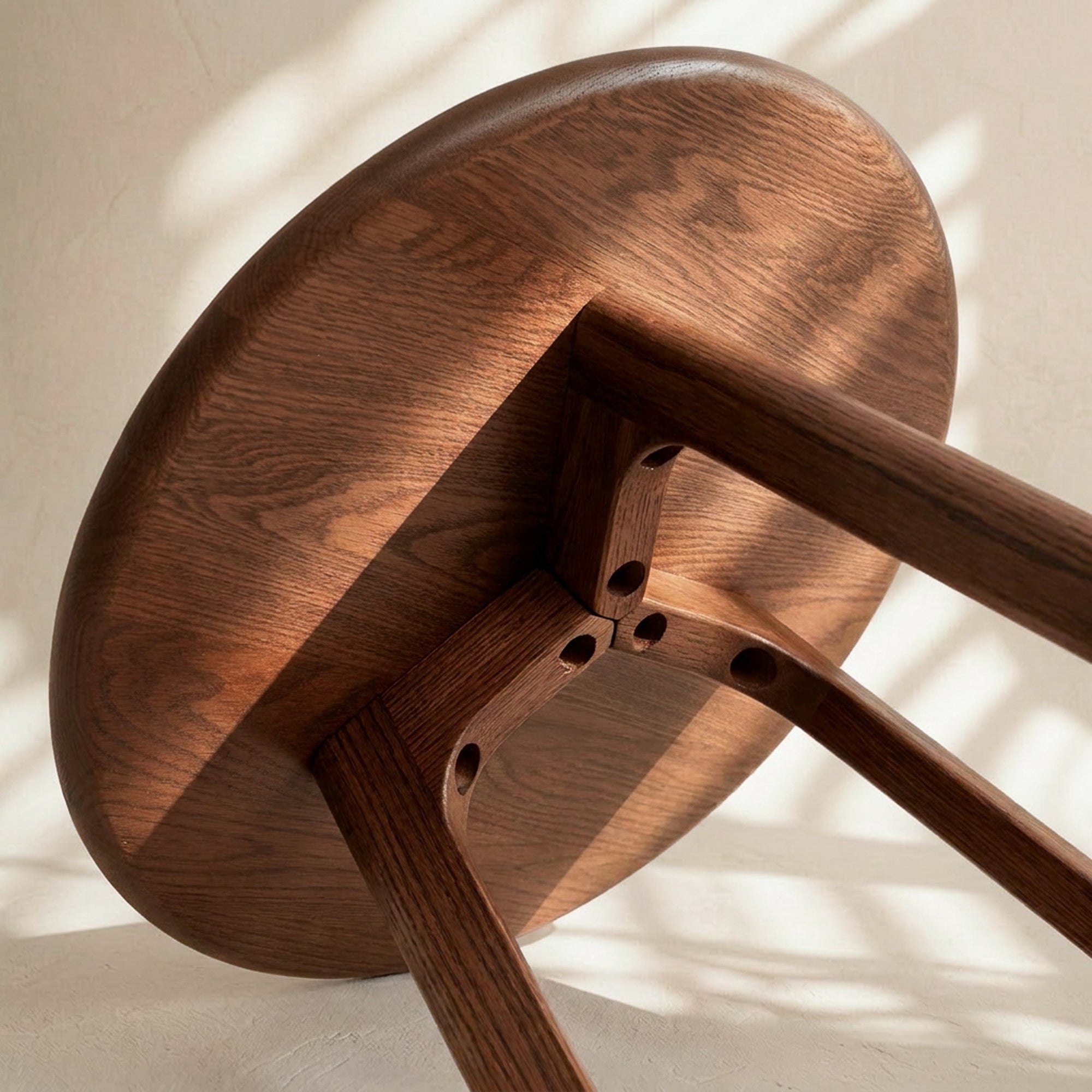 Side Table Solid Walnut Wood Round Small Pedestal Bedside Table